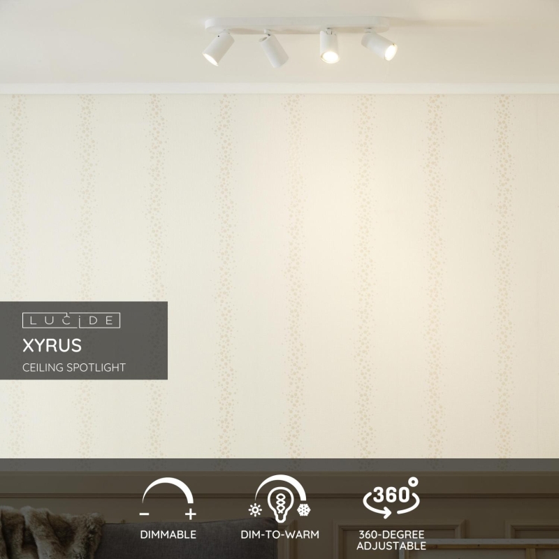 Lucide XYRUS - Stropné bodové svietidlo - LED Dim to warm - GU10 - 4x5W 2200K/3000K - White